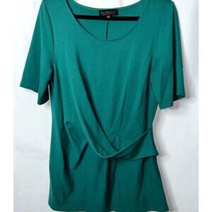 Eloquii Womens Size 14 Green Cross Front Short Sleeve Shirt